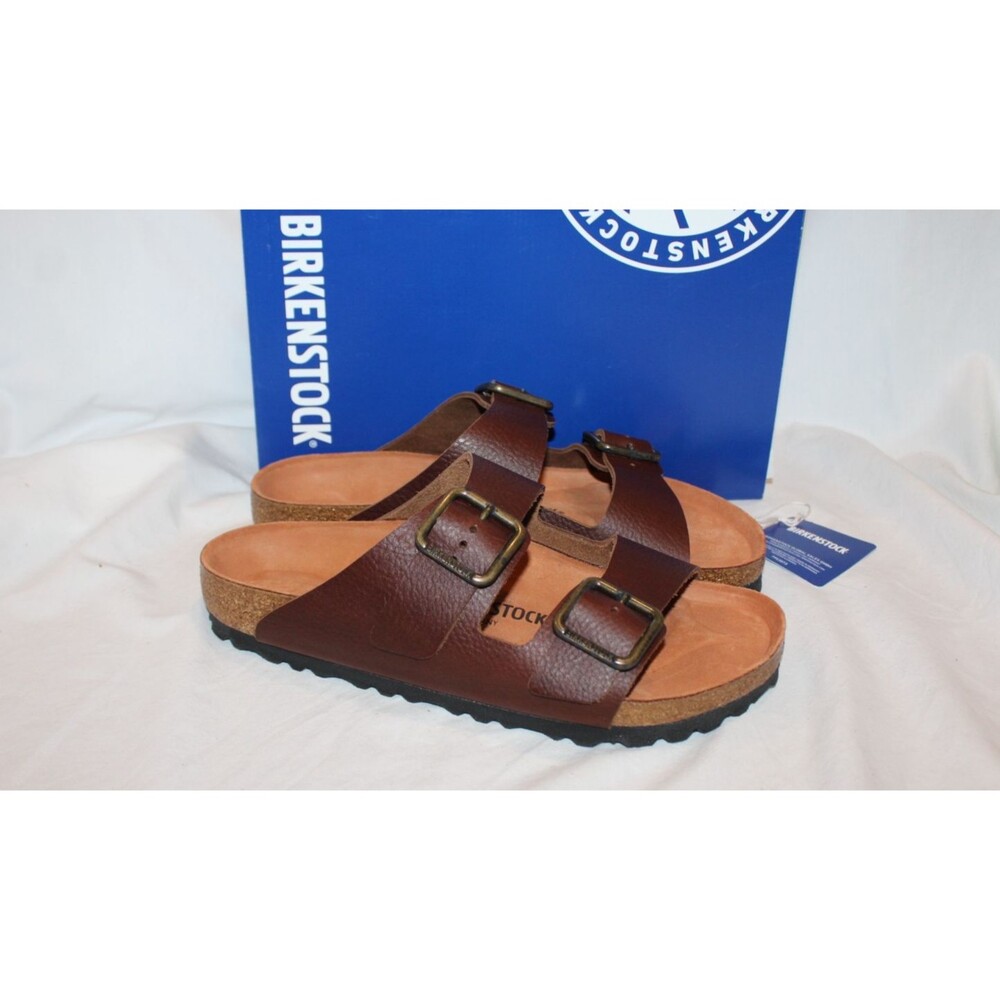 BIRKENSTOCK MEN'S ARIZONA WIRE BUCKLE LEATHER SANDALS WOOD ROAST EU 45 REGULAR